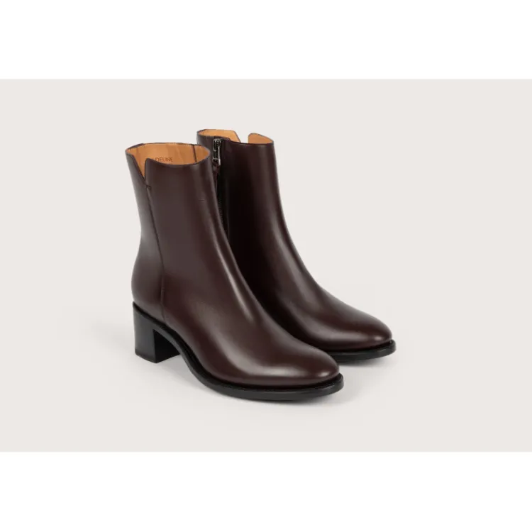 Sale Heschung Bottine Madeline KidcalfcolorisAubergine,semelleCuir