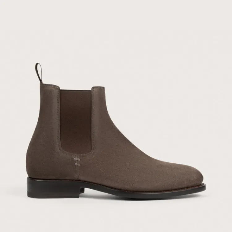 Outlet Heschung Chelsea Boots Frêne HydrovelourscolorisAcacia,semelleCuir