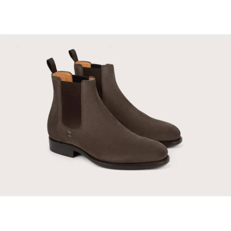 Outlet Heschung Chelsea Boots Frêne HydrovelourscolorisAcacia,semelleCuir