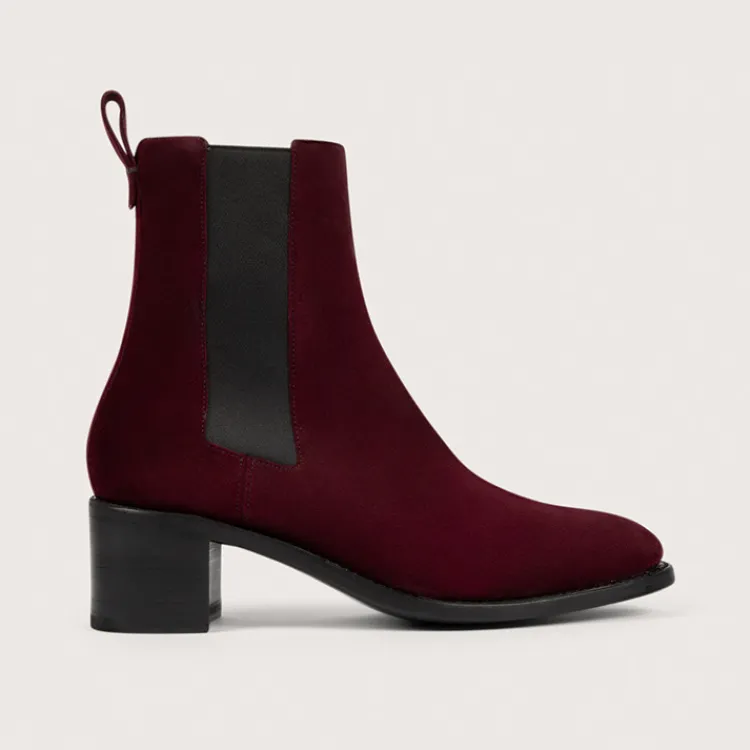 New Heschung Chelsea Boots Maud VelourscolorisAubergine,semelleCuir