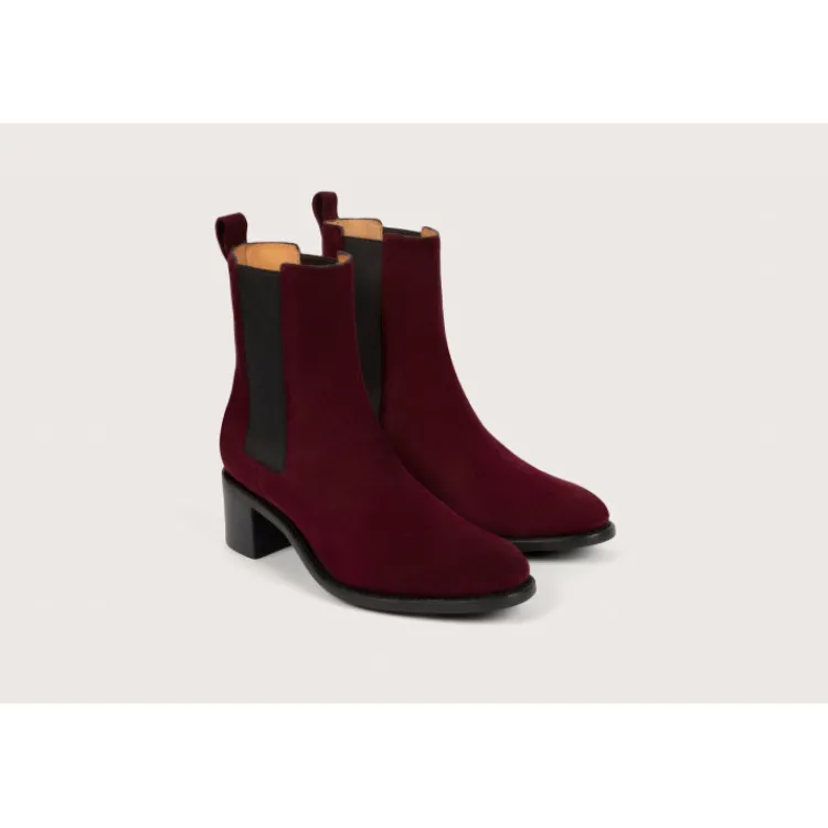 New Heschung Chelsea Boots Maud VelourscolorisAubergine,semelleCuir