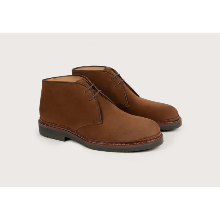 Fashion Heschung Desert Boot Genêt HydrovelourscolorisCigare,semelleHu00e9vu00e9a