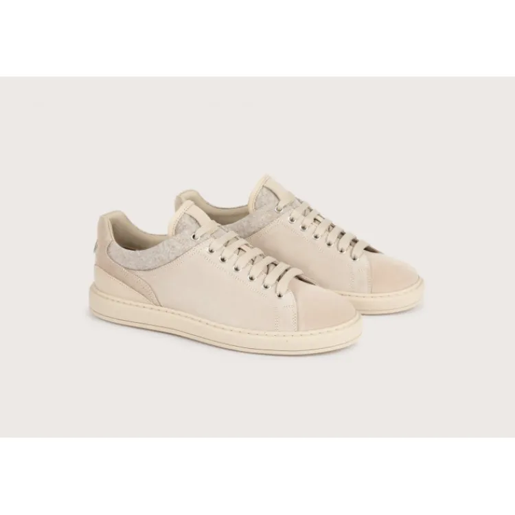 Shop Heschung Sneakers Alley Hydrovelours/LainecolorisGrege/Argile,semelleSmash